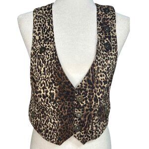 Body‎ Central Leopard Print Button-Up Vest Size XL